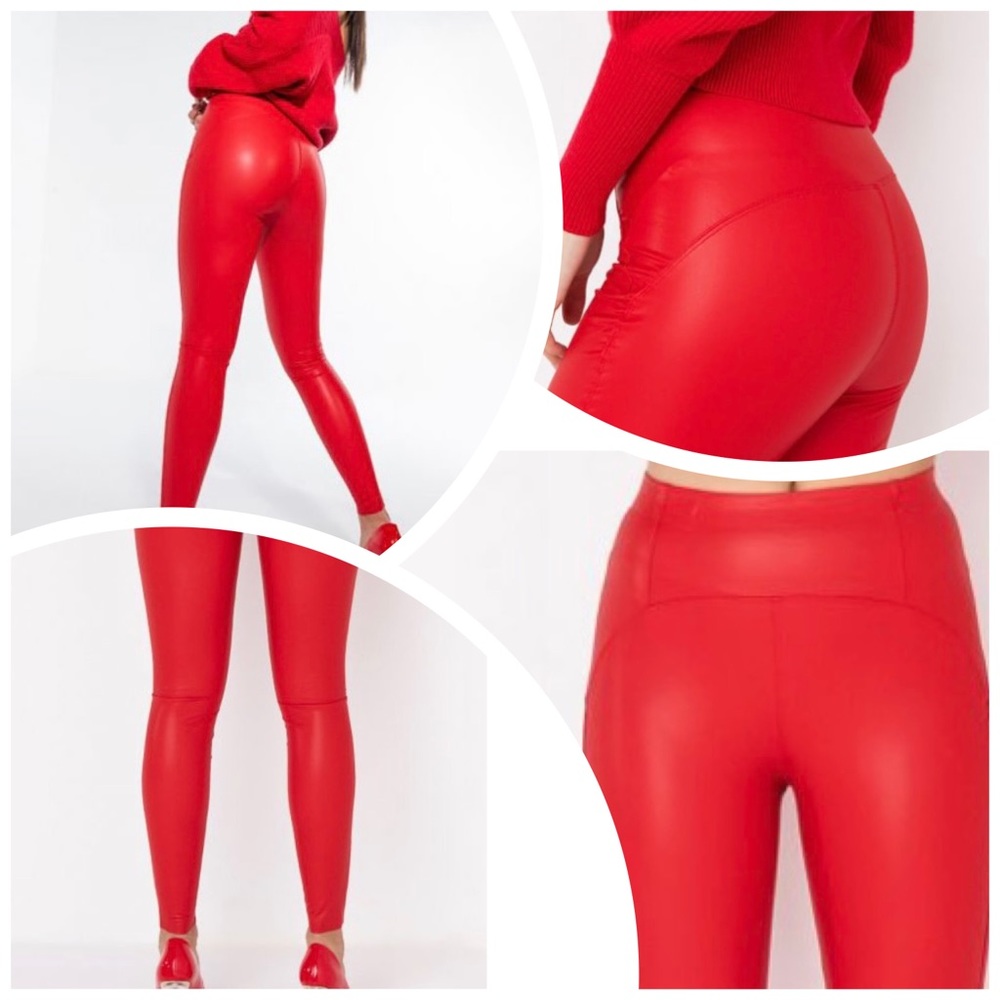 Faux red leggings.